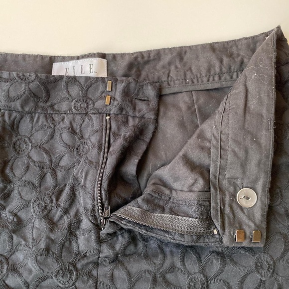 ELLE Black Embroidered Floral Shorts - Picture 4 of 5